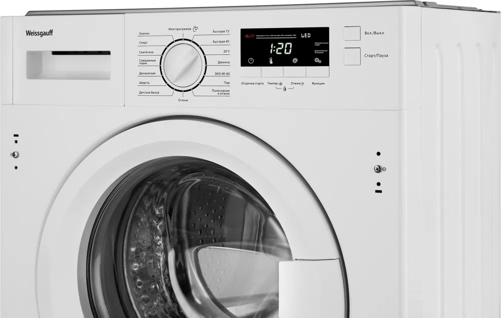 Стиральная машина Weissgauff WMI 6147 Inverter Steam класс:A+++ загрузка до 7кг отжим:1400об/мин белый инвертер