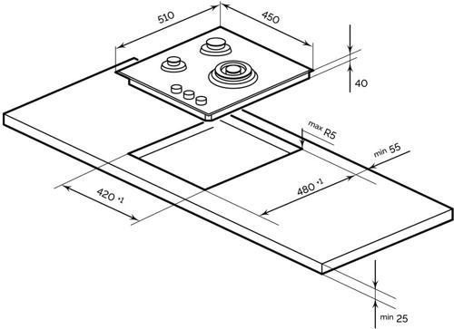 Газовая варочная поверхность Lex GVG 431 BBL черный