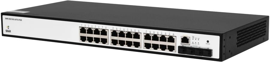 Коммутатор SNR SNR-S5210G-24TX-POE (L2+) 24x1Гбит/с 4SFP+ 24PoE 370W управляемый