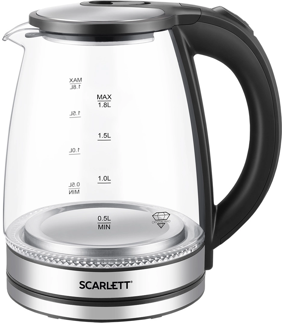 Чайник электрический Scarlett SC-EK27G103 1.8л. 1800Вт сталь/черный корпус: стекло/металл/пластик
