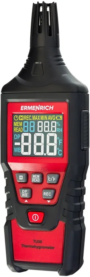 Термогигрометр Ermenrich Wett TU30 портативный черный/красный (82960)