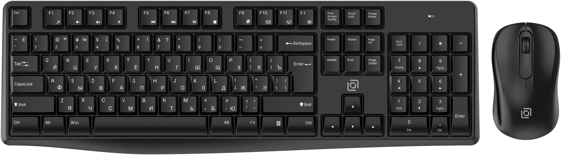 Клавиатура + мышь Оклик S260W клав:черный мышь:черный USB беспроводная Multimedia (2066170)