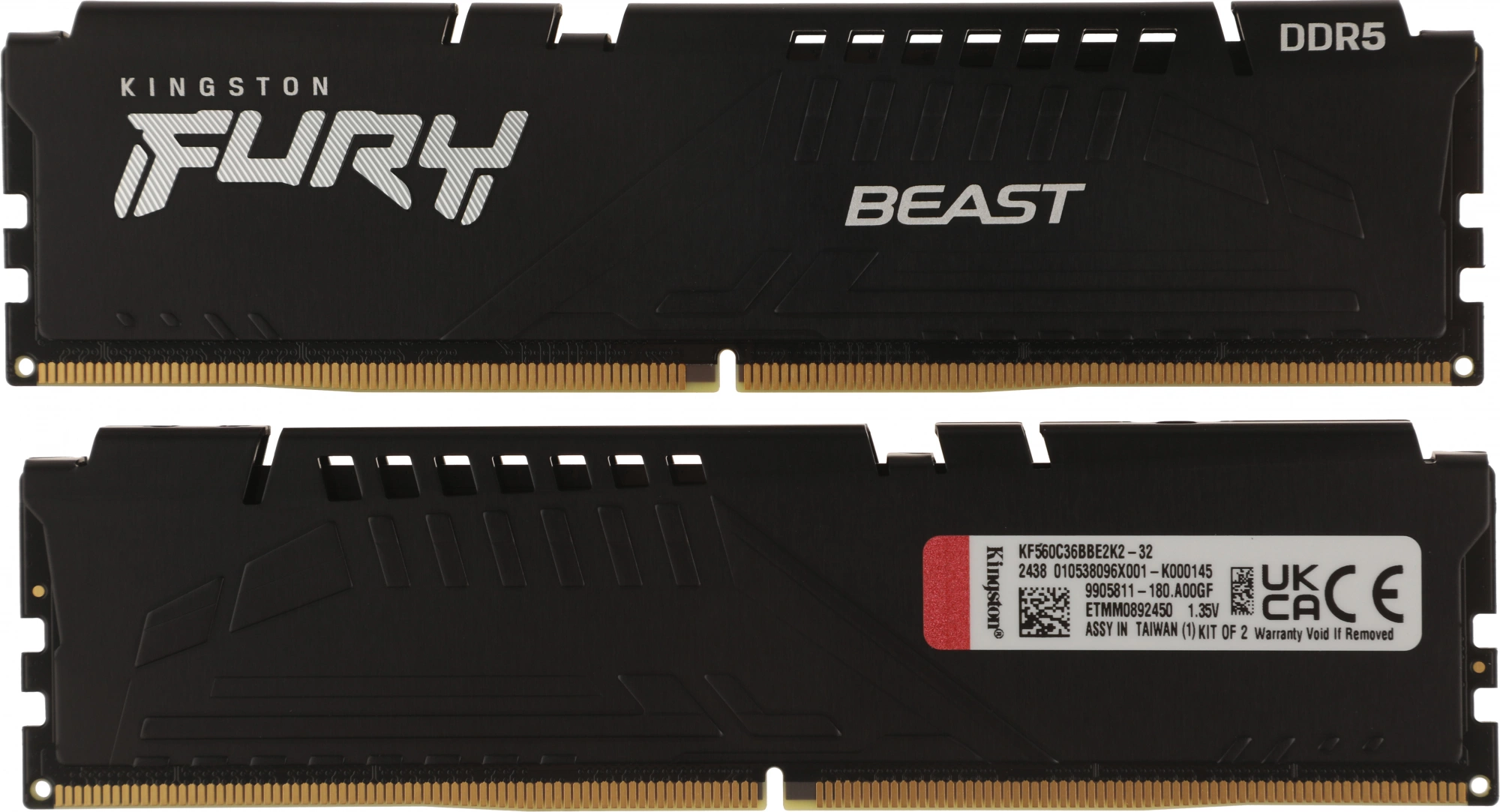 Память DDR5 2x16GB 6000MHz Kingston KF560C36BBE2K2-32 Fury Beast RTL Gaming PC5-48000 CL36 DIMM 288-pin 1.35В kit single rank с радиатором Ret