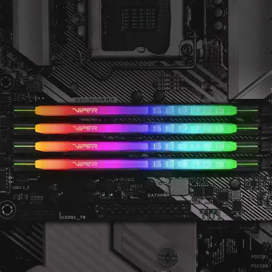 Память DDR4 32GB 3200MHz Patriot PVSR432G320C8 Viper Steel RGB RTL Gaming PC4-25600 CL18 DIMM 288-pin 1.35В dual rank с радиатором Ret