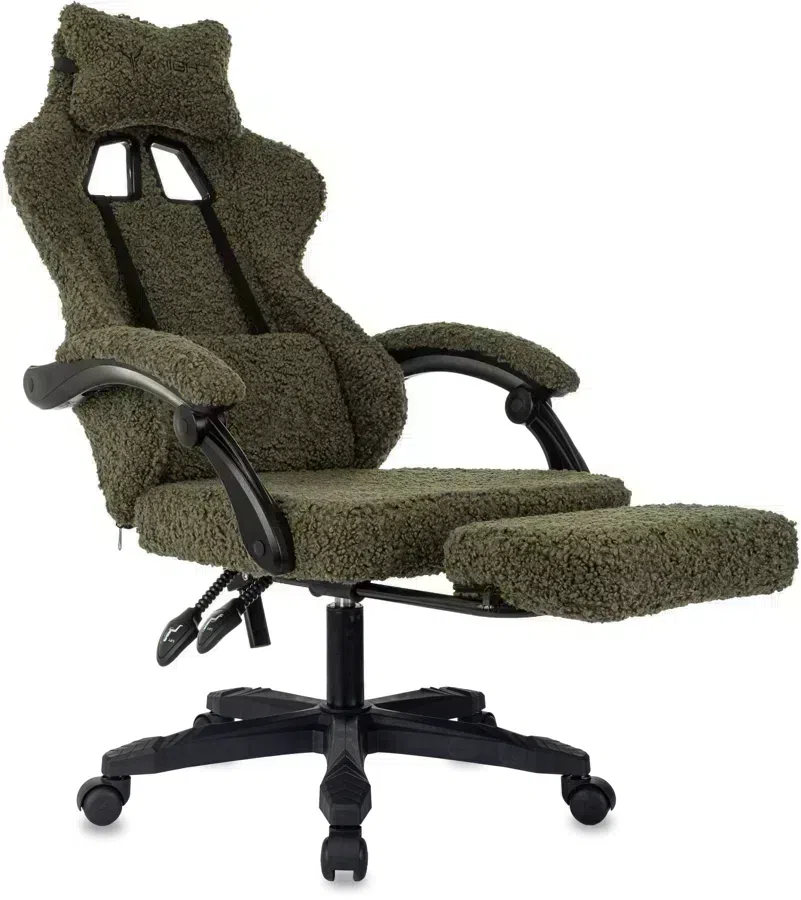 Кресло игровое Knight Lord/F хаки экомех крестов. пластик подст.для ног