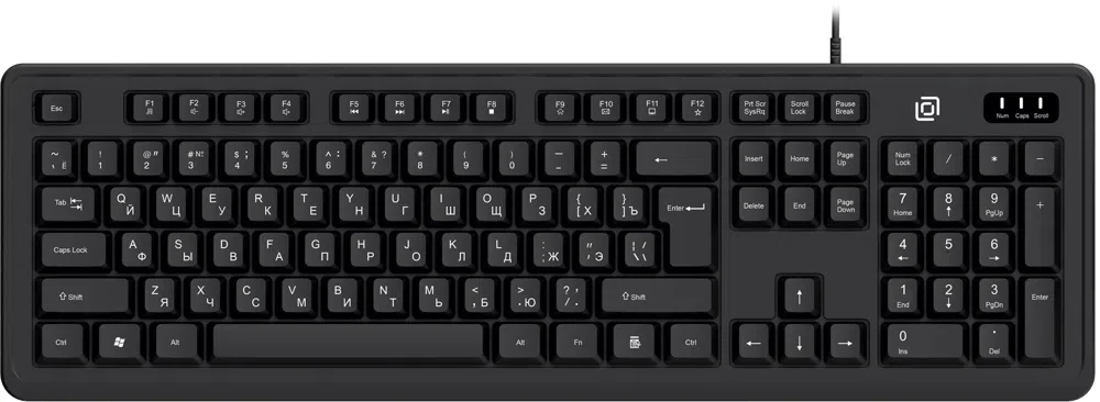 Клавиатура Оклик K175 черный USB Multimedia кабель 1.8м