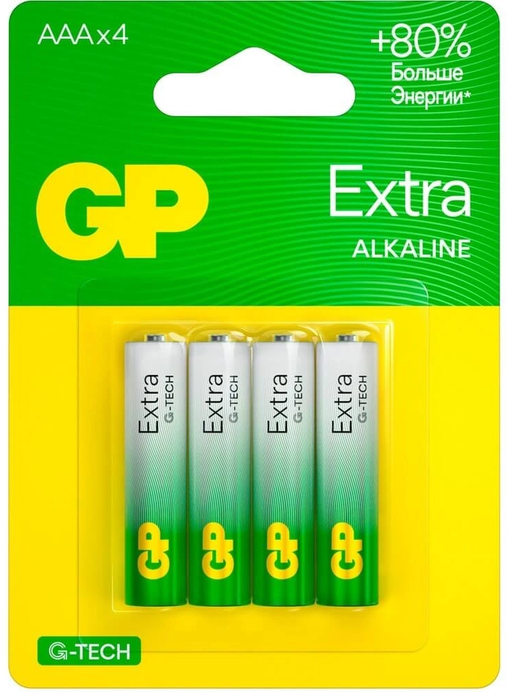 Батарея GP Extra Alkaline 24AXA21-2CRSBC4 AAA (4шт) блистер