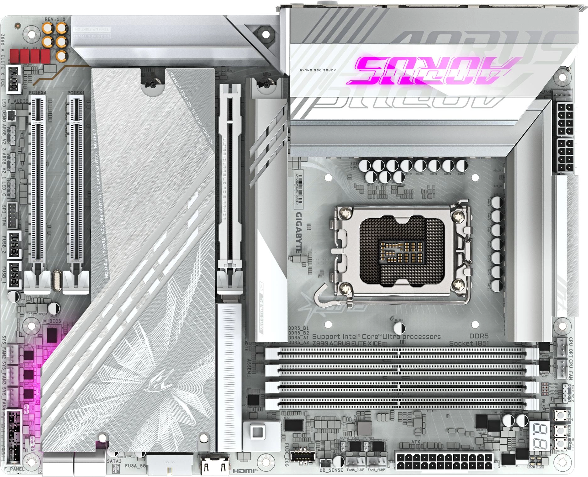 Материнская плата Gigabyte Z890 AORUS ELITE X ICE Soc-1851 Intel Z890 4xDDR5 ATX AC`97 8ch(7.1) 2.5Gg RAID