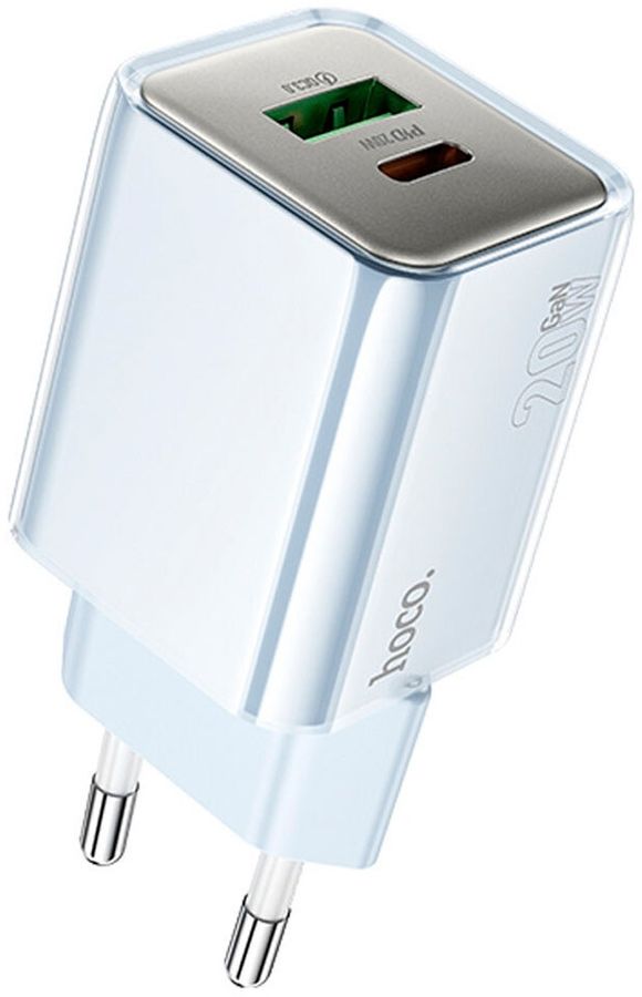 Сетевое зар./устр. Hoco N46 Glorious 20W 3A (PD+QC+AFC) USB-A/Type-C универсальное синий (35318)