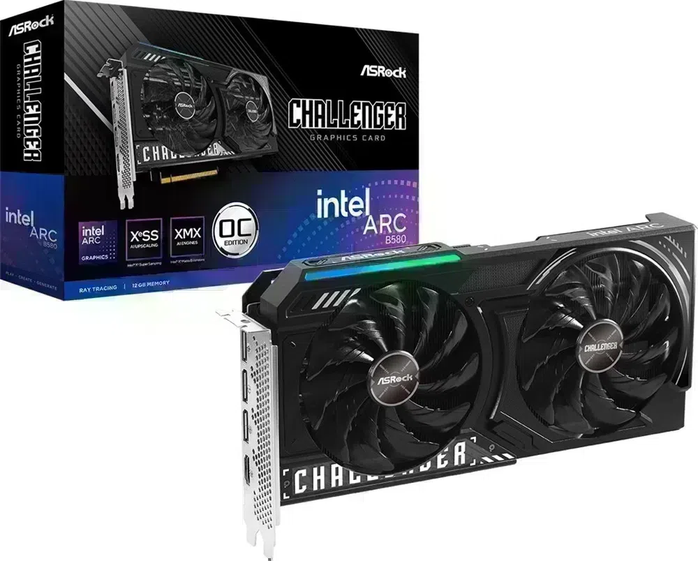 Видеокарта Asrock PCI-E 4.0 B580 CL 12GO INTEL ARC B580 12Gb 192bit GDDR6 2740/19000 HDMIx1 DPx3 HDCP Ret
