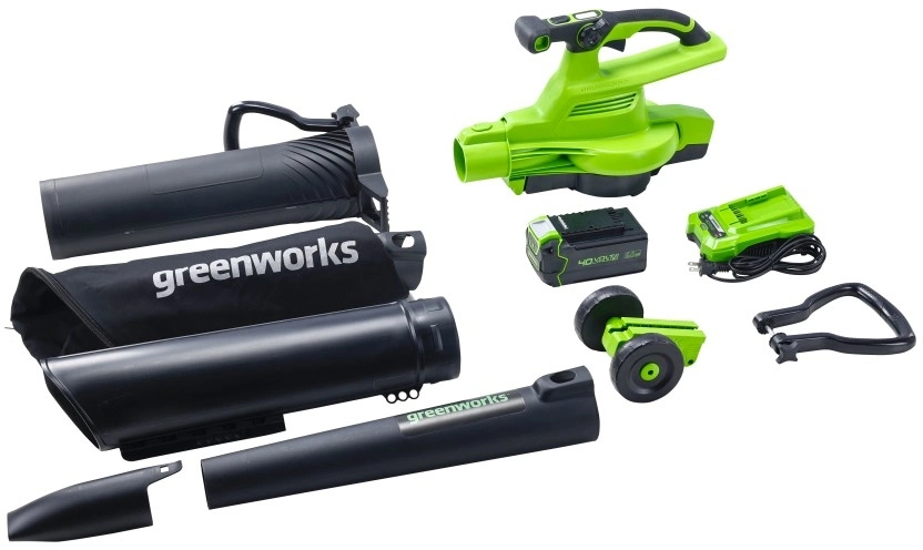 Воздуходувка-измельчитель Greenworks 2406907UG пит.:от аккум. зеленый