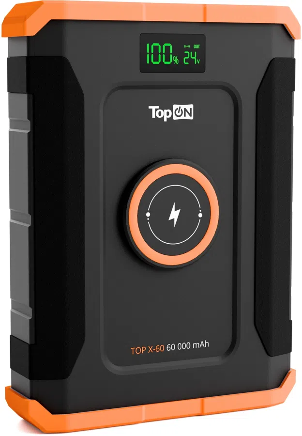 Электростанция портативная TopON TOP-X60 60000mAh 10A QC3.0/PD 3xUSB беспров.зар. черный/оранжевый (103765)