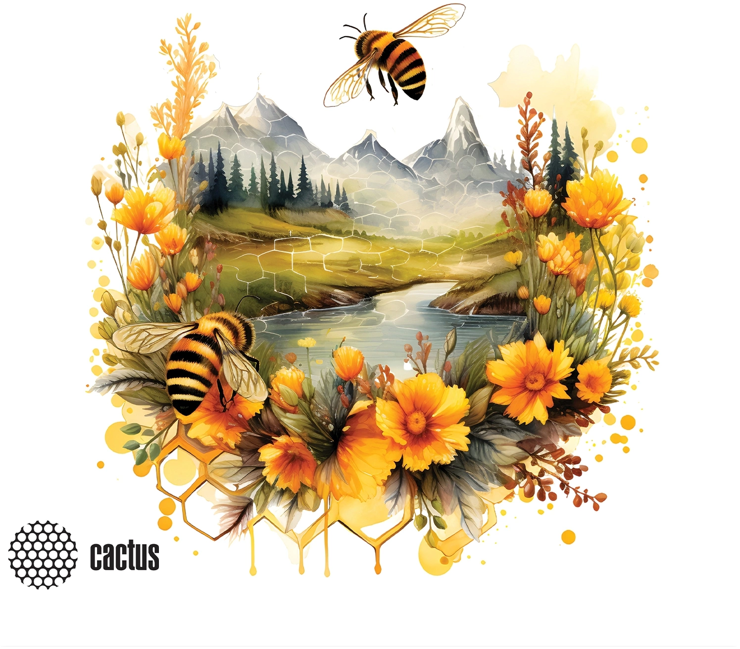 Коврик для мыши Cactus Honeybee 220x180x2мм (CS-MP-P09XS)
