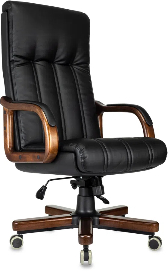 Кресло руководителя Бюрократ T-9932Walnut черный экокожа крестов. металл/дерево