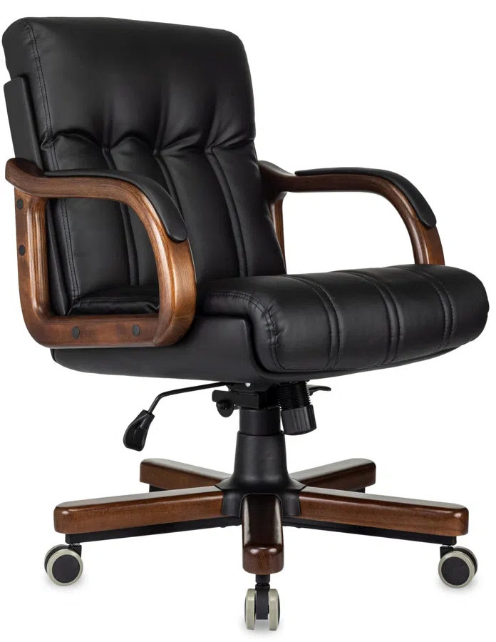 Кресло руководителя Бюрократ T-9932W-LOW-Eco черный экокожа низк.спин. крестов. металл/дерево