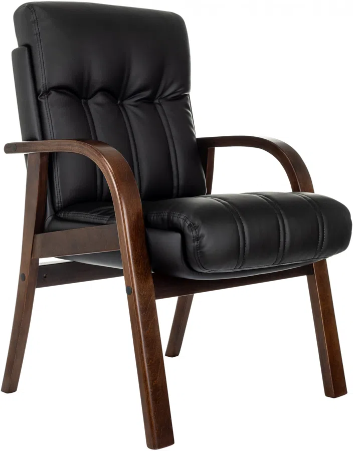 Кресло Бюрократ T-9932W-CF-Eco черный экокожа на ножках дерево