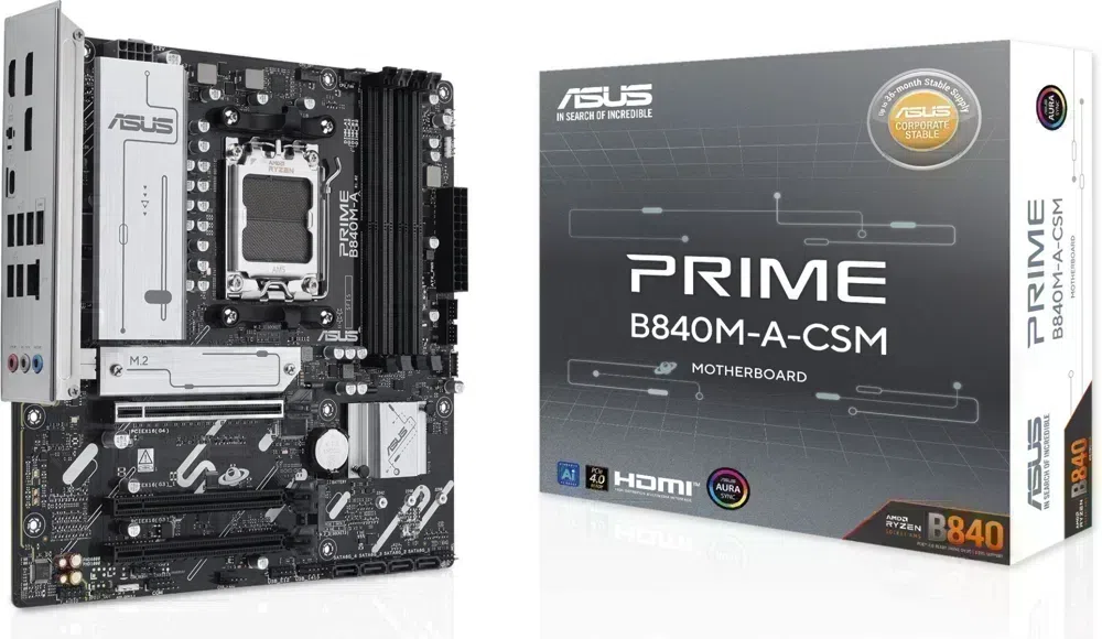 Материнская плата Asus PRIME B840M-A-CSM Socket AM5 AMD B840 4xDDR5 mATX AC`97 8ch(7.1) 2.5Gg RAID+VGA+HDMI+DP