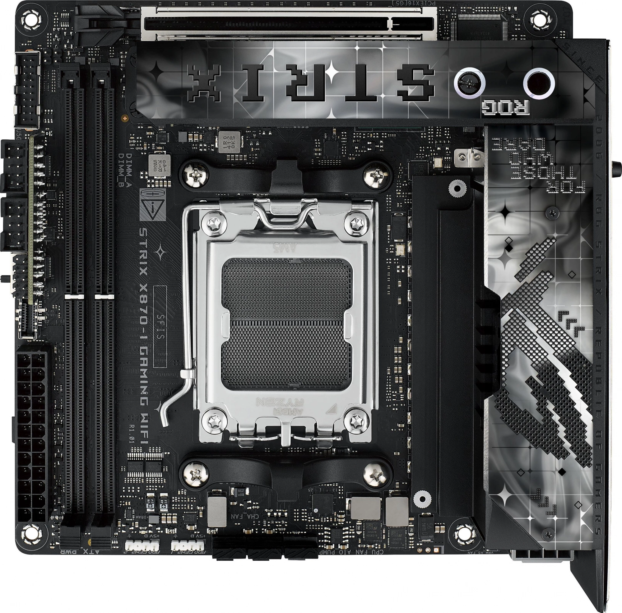 Материнская плата Asus ROG STRIX X870-I GAMING WIFI SocketAM5 AMD X870 2xDDR5 mini-ITX AC`97 8ch(7.1) 2.5Gg RAID+HDMI