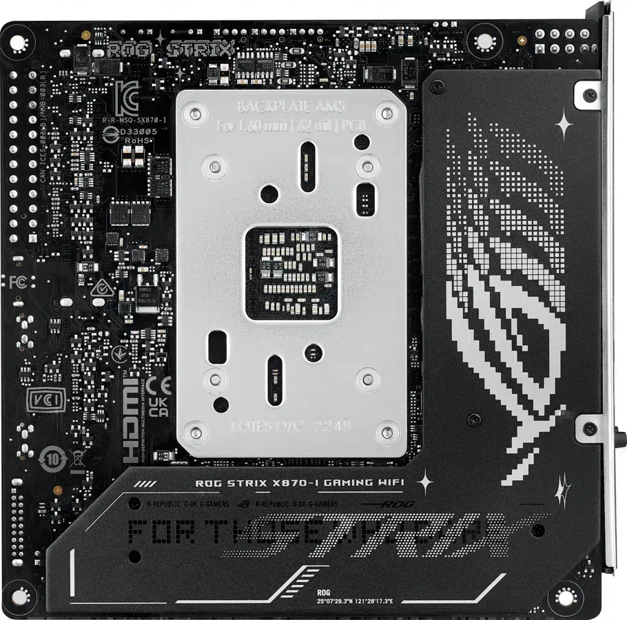 Материнская плата Asus ROG STRIX X870-I GAMING WIFI Socket AM5 AMD X870 2xDDR5 mini-ITX AC`97 8ch(7.1) 2.5Gg RAID+HDMI