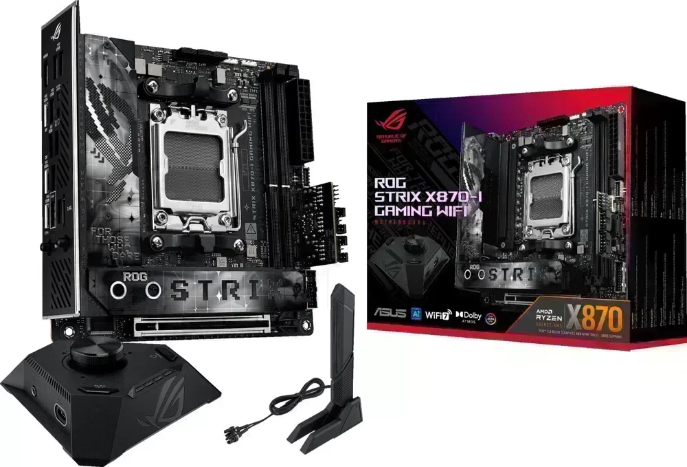 Материнская плата Asus ROG STRIX X870-I GAMING WIFI Socket AM5 AMD X870 2xDDR5 mini-ITX AC`97 8ch(7.1) 2.5Gg RAID+HDMI