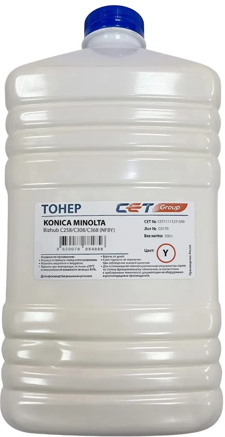 Тонер Cet NF8Y TN-324 CET111112Y-500 желтый бутылка 500гр. для принтера KONICA MINOLTA Bizhub C258/C308/C368