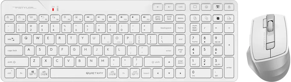 Клавиатура + мышь A4Tech Fstyler FB2800C Air2 White клав:белый/серый мышь:белый/серый USB беспроводная Bluetooth/Радио slim