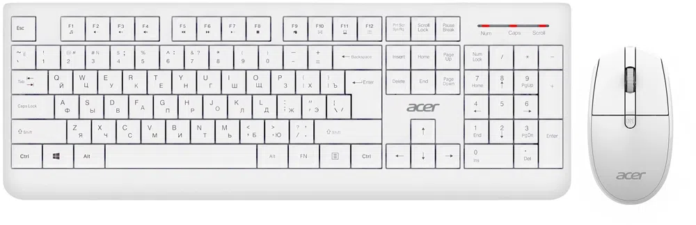 Клавиатура + мышь Acer OCC401 клав:белый мышь:белый USB беспроводная Multimedia (ZL.ACCCC.017)
