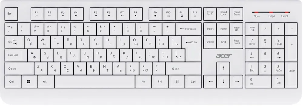 Клавиатура + мышь Acer OCC401 клав:белый мышь:белый USB беспроводная Multimedia (ZL.ACCCC.017)