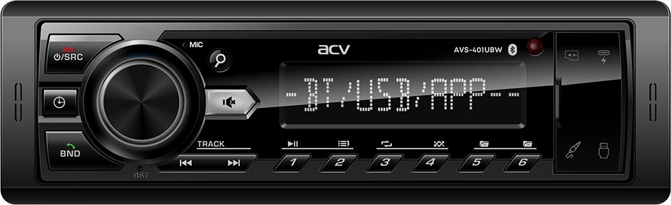 Автомагнитола ACV AVS-401UBW 1DIN 4x50Вт v5.0 USB 2.0 AUX 1.3" 2 RDS (43343)