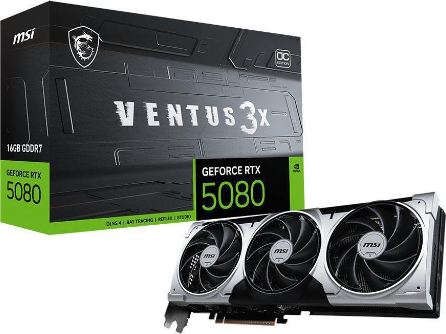 Видеокарта MSI PCI-E 5.0 RTX 5080 16G VENTUS 3X OC NVIDIA GeForce RTX 5080 16Gb 256bit GDDR7 2640/30000 HDMIx1 DPx3 HDCP Ret