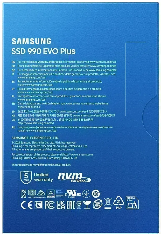 Накопитель SSD Samsung PCIe 4.0 x4 1TB MZ-V9S1T0BW 990 EVO Plus M.2 2280