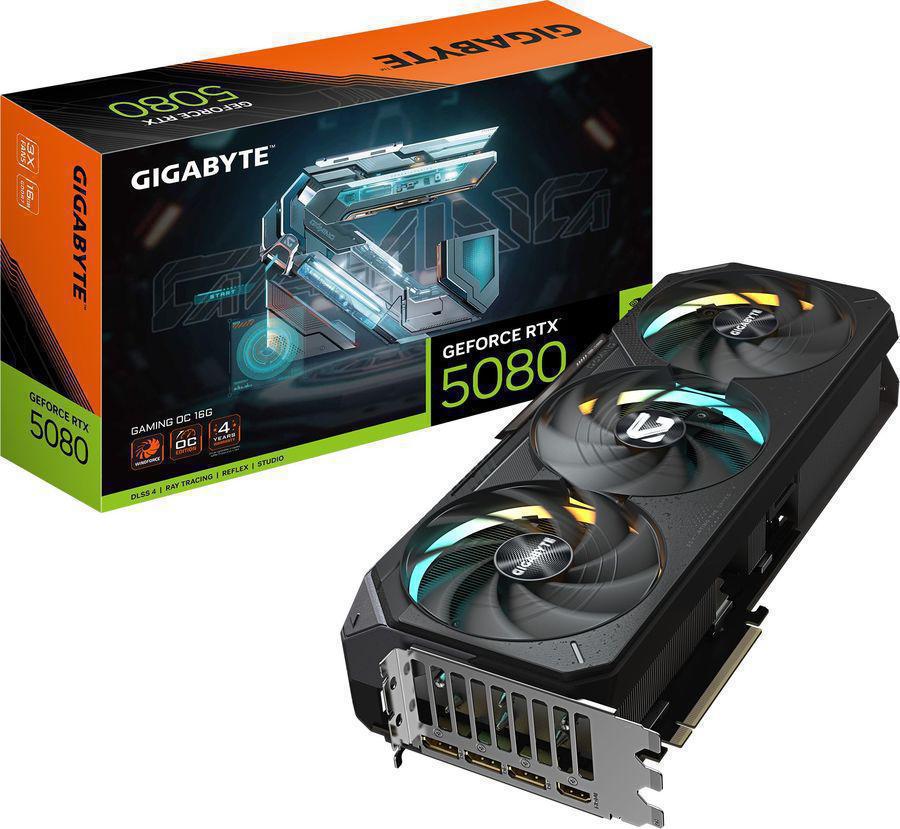 Видеокарта Gigabyte PCI-E 5.0 GV-N5080GAMING OC-16GD 1.0 NVIDIA GeForce RTX 5080 16Gb 256bit GDDR7 2730/30000 HDMIx1 DPx3 HDCP Ret