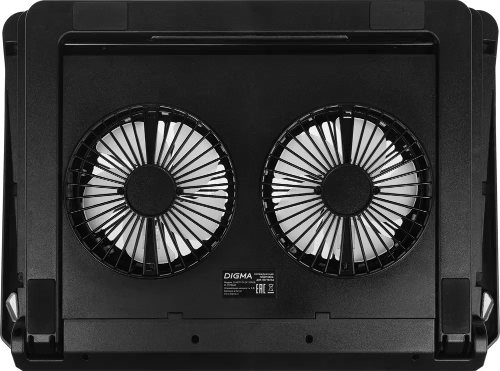 Подставка для ноутбука Digma D-NCP170-2x110RGB 18" 400x288x45мм 52дБ 2xUSB 2x 110ммFAN 1250г Fan-control металл/пластик черный
