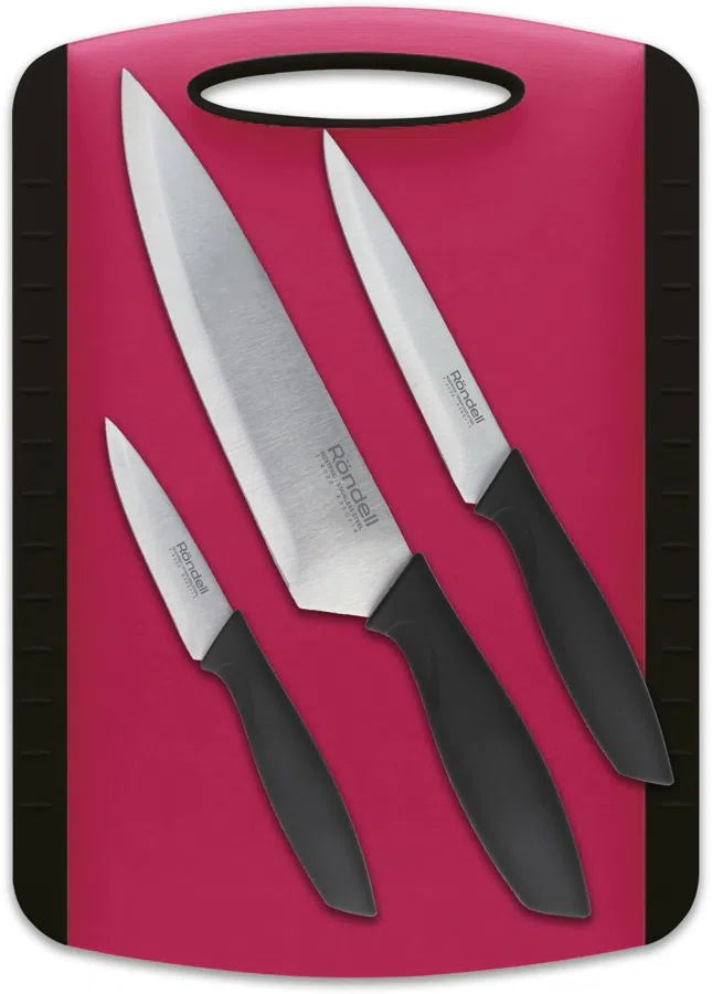 Набор ножей кухон. Rondell Sorge RD-1976 компл.:4предм. разд.дос. красный/черный блистер