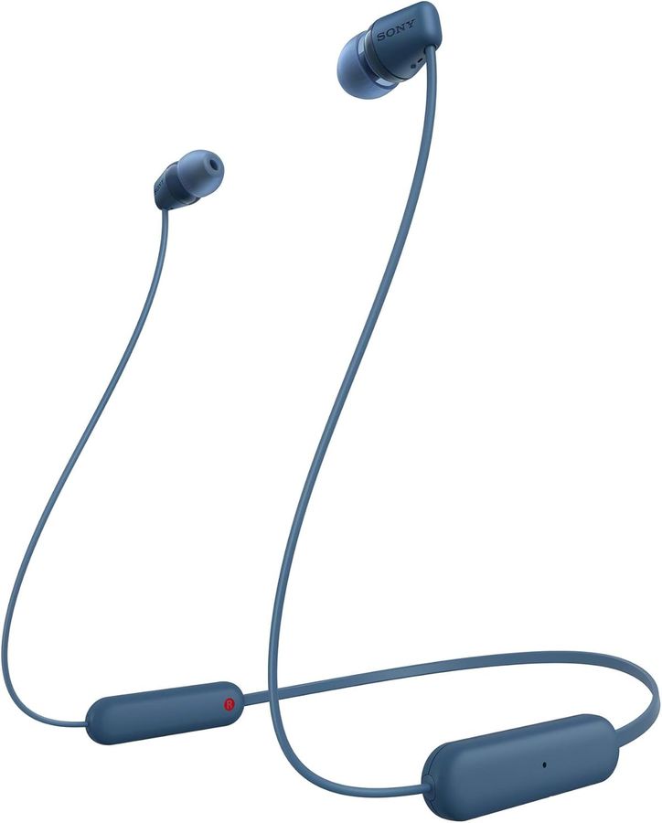 Гарнитура внутриканальные Sony WI-C100 синий беспроводные bluetooth шейный обод (WI-C100/LZ)