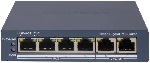Коммутатор Hikvision DS-3E1506P-EI (L2) 6x1Гбит/с 4PoE 60W управляемый