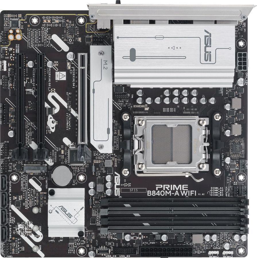 Материнская плата Asus PRIME B840M-A WIFI SocketAM5 AMD B840 4xDDR5 mATX AC`97 8ch(7.1) 2.5Gg RAID+HDMI+DP