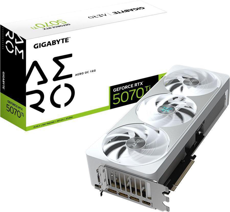Видеокарта Gigabyte PCI-E 5.0 GV-N507TAERO OC-16GD 1.0 NVIDIA GeForce RTX 5070TI 16Gb 256bit GDDR7 2588/28000 HDMIx1 DPx3 HDCP Ret