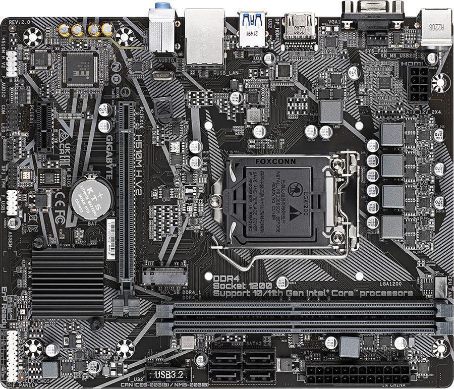 Материнская плата Gigabyte H510M H V2 2.0 Soc-1200 Intel Q470 2xDDR4 mATX AC`97 8ch(7.1) GbLAN+VGA+HDMI