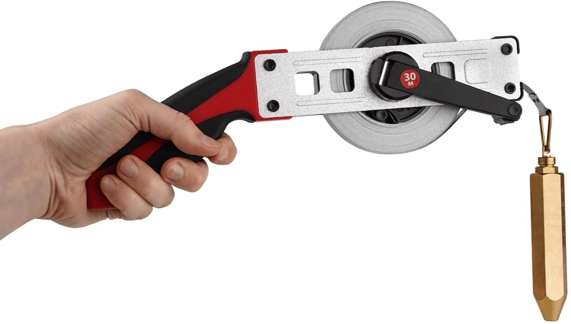 Рулетка строительная Amo Р30Н2Г дл.полотна 30м изм.шкала в см красный/черный