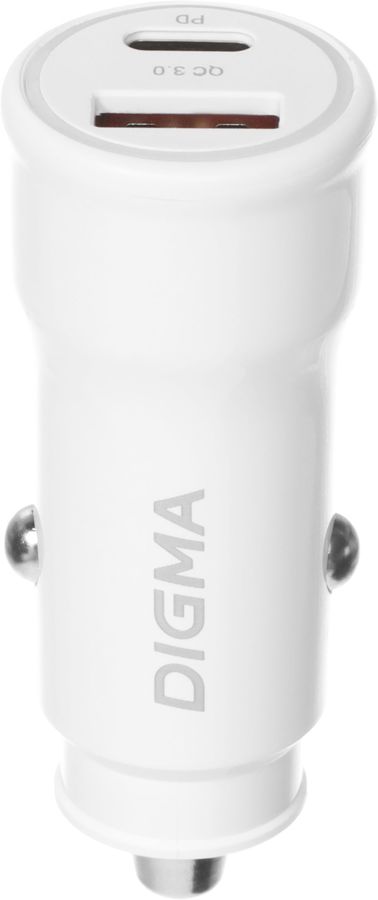 Автомобильное зар./устр. Digma DGC2С 20W 3A (PD+QC) USB-C/USB-A белый (DGC2C0HX12WH)