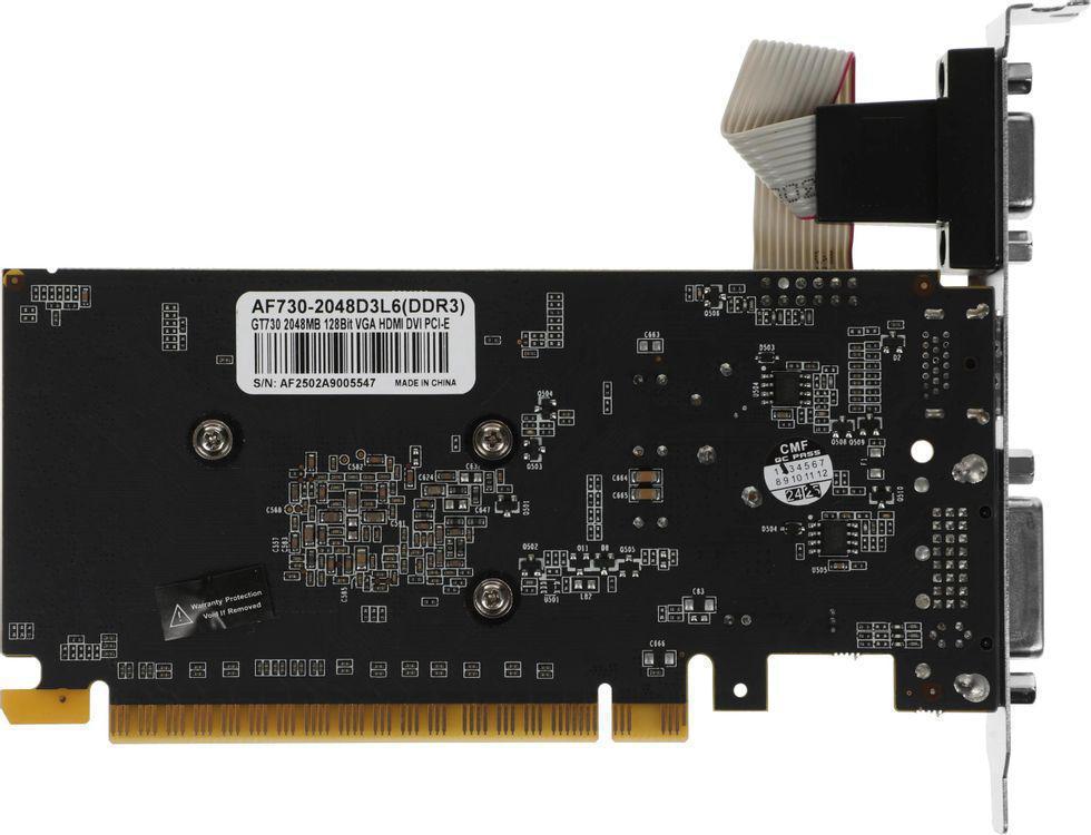Видеокарта Afox PCI-E 2.0 AF730-2048D3L6 NVIDIA GeForce GT 730 2Gb 128bit DDR3 700/1333 DVIx1 HDMIx1 CRTx1 HDCP Ret low profile