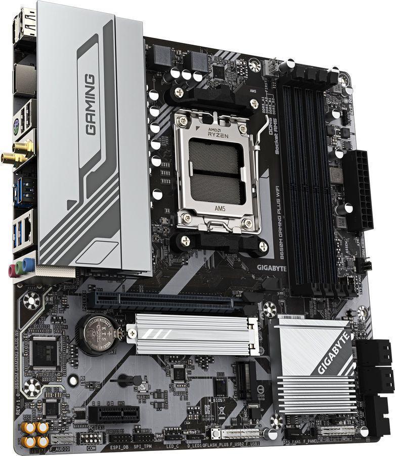 Материнская плата Gigabyte B650M GAMING PLUS WIFI Socket AM5 AMD B650 4xDDR5 mATX AC`97 8ch(7.1) 2.5Gg RAID+HDMI+DP