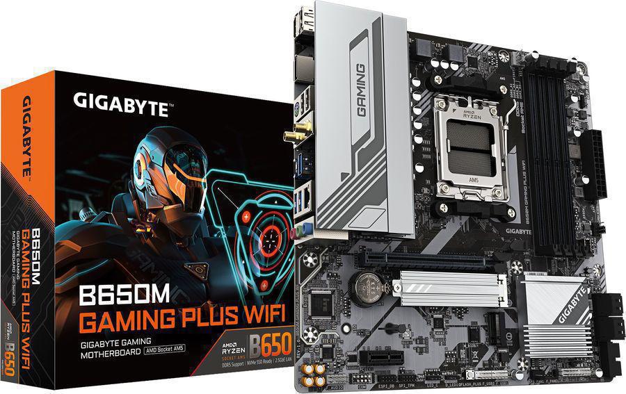 Материнская плата Gigabyte B650M GAMING PLUS WIFI Socket AM5 AMD B650 4xDDR5 mATX AC`97 8ch(7.1) 2.5Gg RAID+HDMI+DP