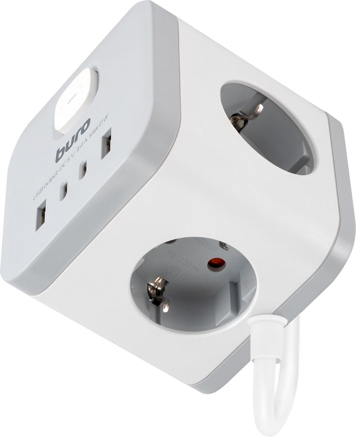 Сетевой удлинитель Buro BU-PC3.1UС-W 1.5м (3 розетки) белый (коробка)