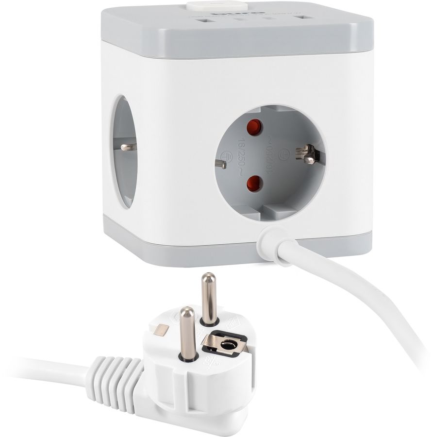 Сетевой удлинитель Buro BU-PC3.1UС-W 1.5м (3 розетки) белый (коробка)