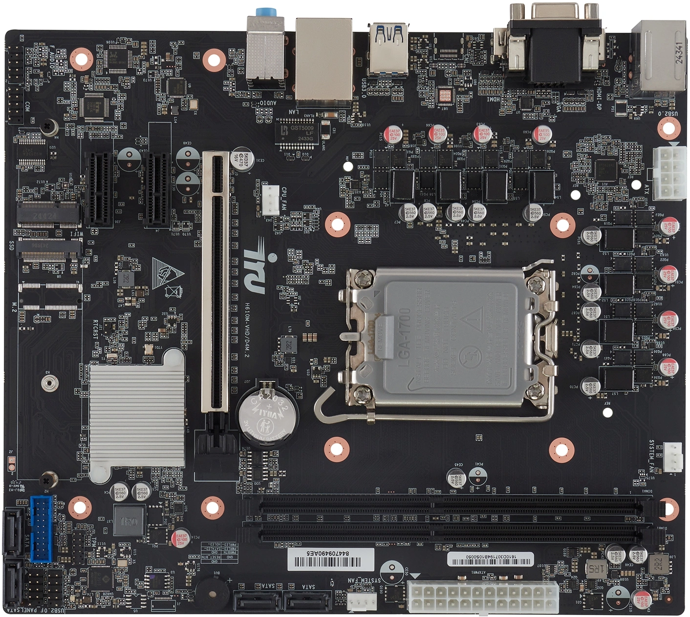 Материнская плата IRU H610M-VHD/D4M.2 Soc-1700 2xDDR4 mATX AC`97 6ch(5.1) GbLAN+VGA+HDMI+DP
