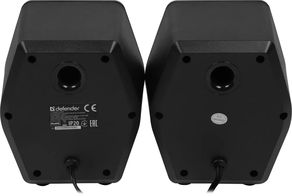 Колонки Defender Solar 9 2.0 черный 10Вт BT
