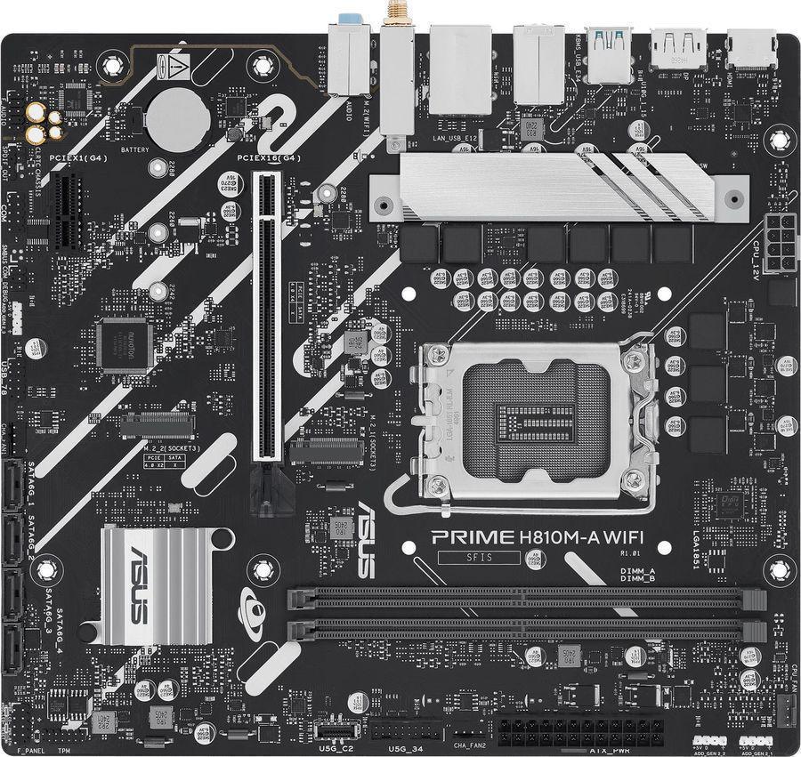 Материнская плата Asus PRIME H810M-A WIFI Soc-1851 Intel H810 2xDDR5 mATX AC`97 8ch(7.1) GbLAN RAID+HDMI+DP