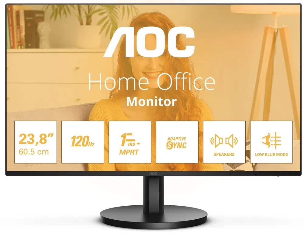 Монитор AOC 23.8" 24B3QA2 черный IPS LED 16:9 HDMI M/M матовая 300cd 178гр/178гр 1920x1080 120Hz VGA DP FHD 2.97кг